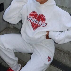 White Fox Boutique White and Red Sweatsuit Set